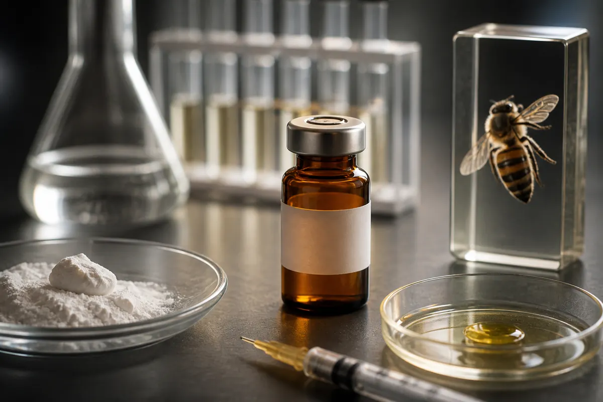 Laboratory vial prepared for apitoxin research